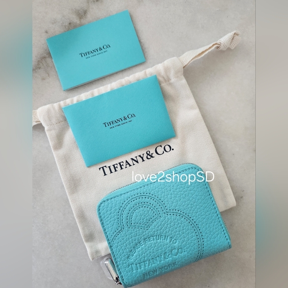 Tiffany & Co. Return To Tiffany Small Zip Blue Leather Wallet NWT NEW - Picture 3 of 6